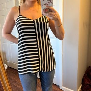 Black and white stripped tank size M